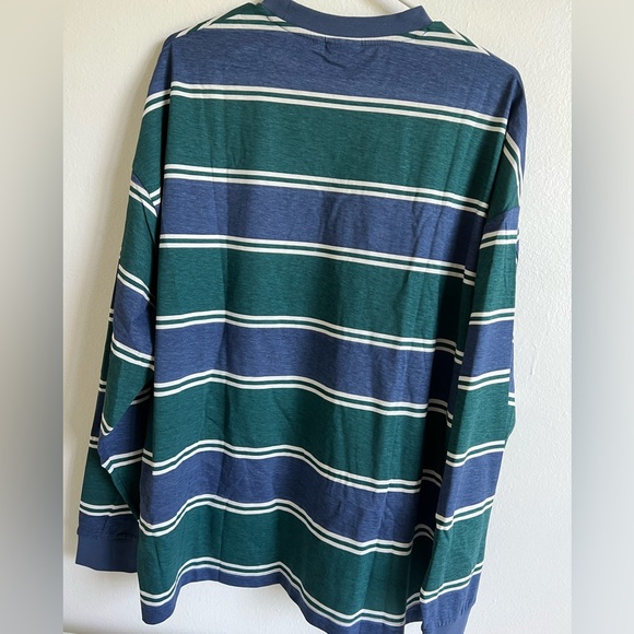 ASOS Design Blue and green striped long sleeve Tee shirt, Men’s M - Picture 2 of 3